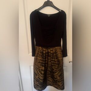 DKNY Black and Brown 3/4 Sleeve Dress